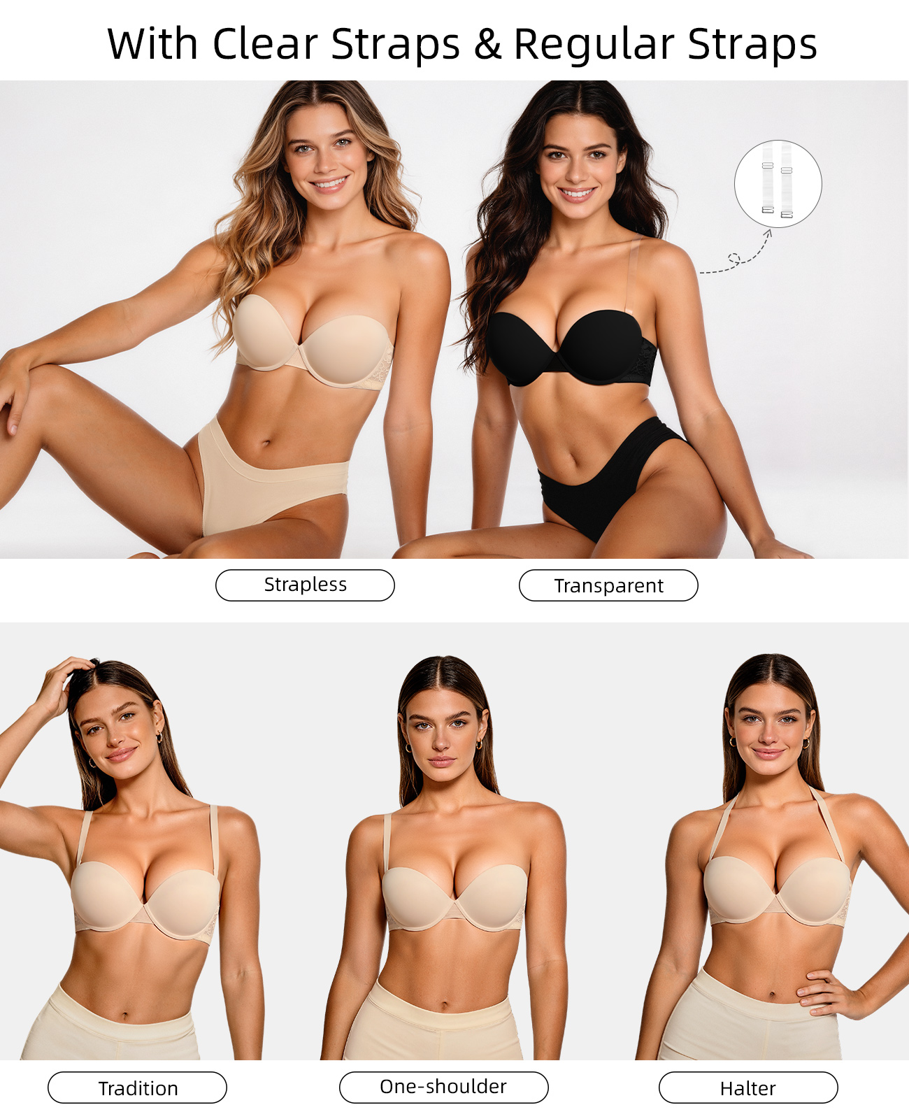 New Push Up Bra Women Lace Pad – Convertible Bra Multiway Bewertung und Preis