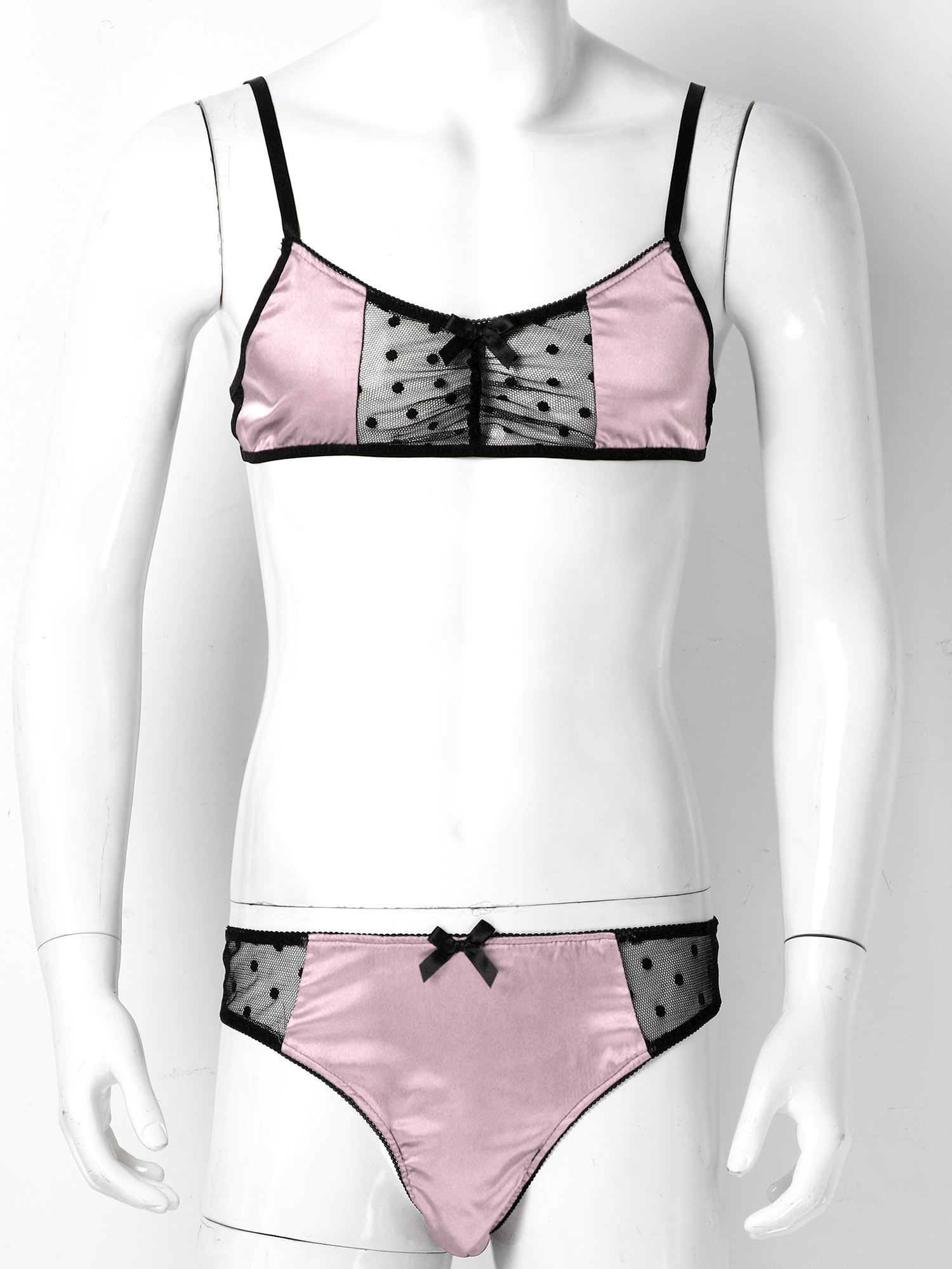 Men Satin Lingerie Suit Sissy  – Sheer Mesh Bra Bewertung und Preis