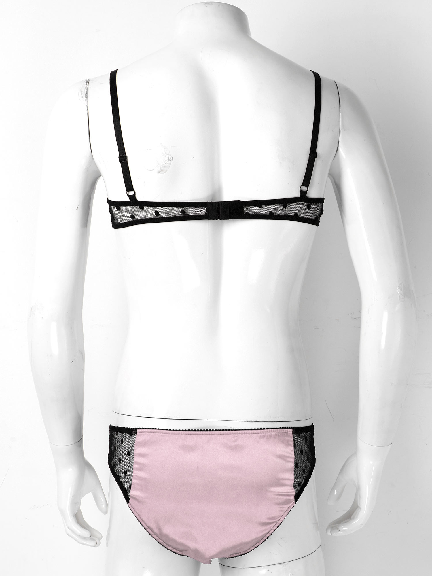 Men Satin Lingerie Suit Sissy  – Sheer Mesh Bra Bewertung und Preis
