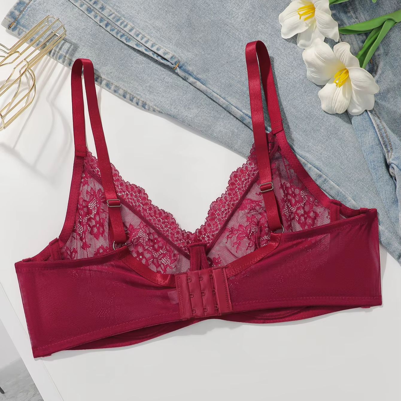 Women Plus Size Red Lace Sheer – Sheer Bra Lace Bewertung und Preis