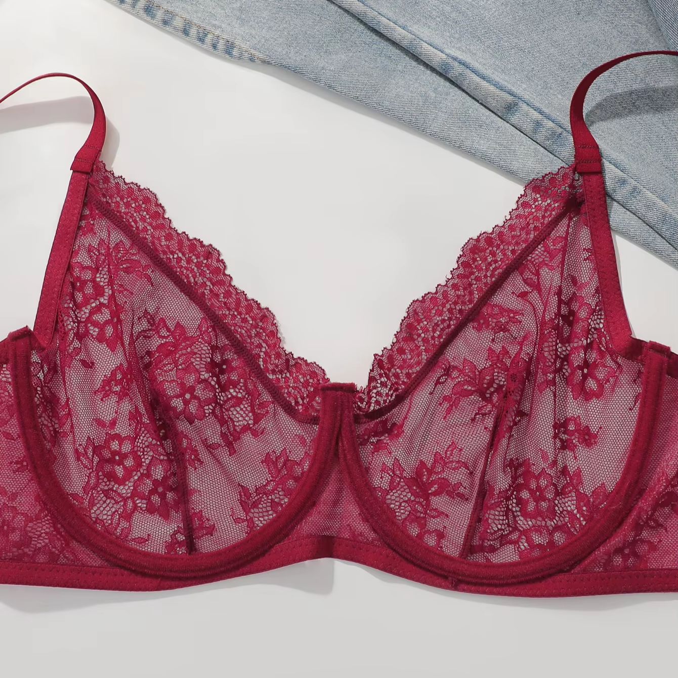 Women Plus Size Red Lace Sheer – Sheer Bra Lace Bewertung und Preis