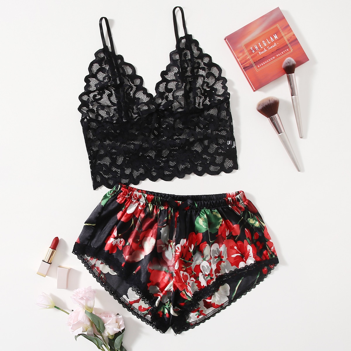 Floral Lace Pajama Set for Wom – Lace Bralette Set Bewertung und Preis