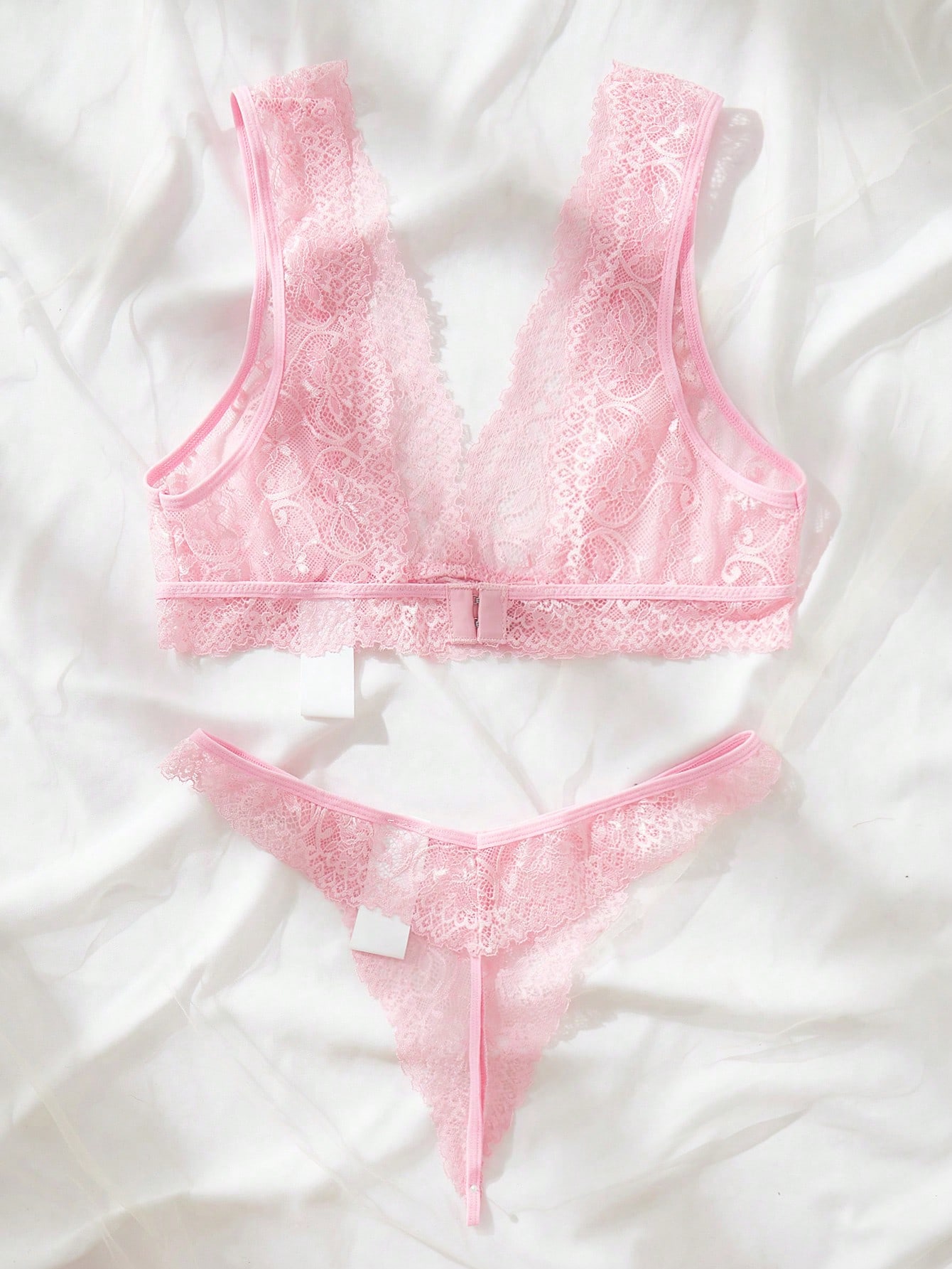 Pink Lace Lingerie Set Sheer F – Lace Bralette Set Bewertung und Preis