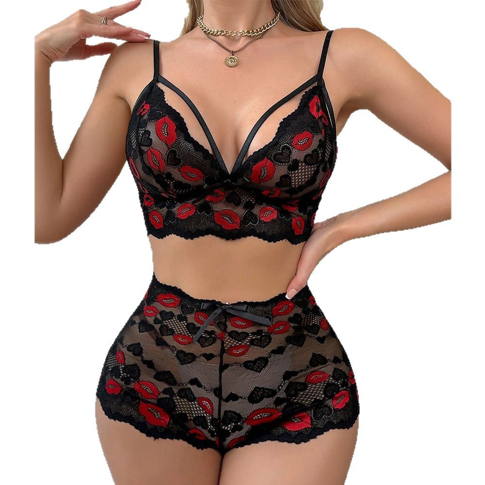 Babydoll Lingerie Set Red Lips – Sheer Mesh Bra Bewertung und Preis