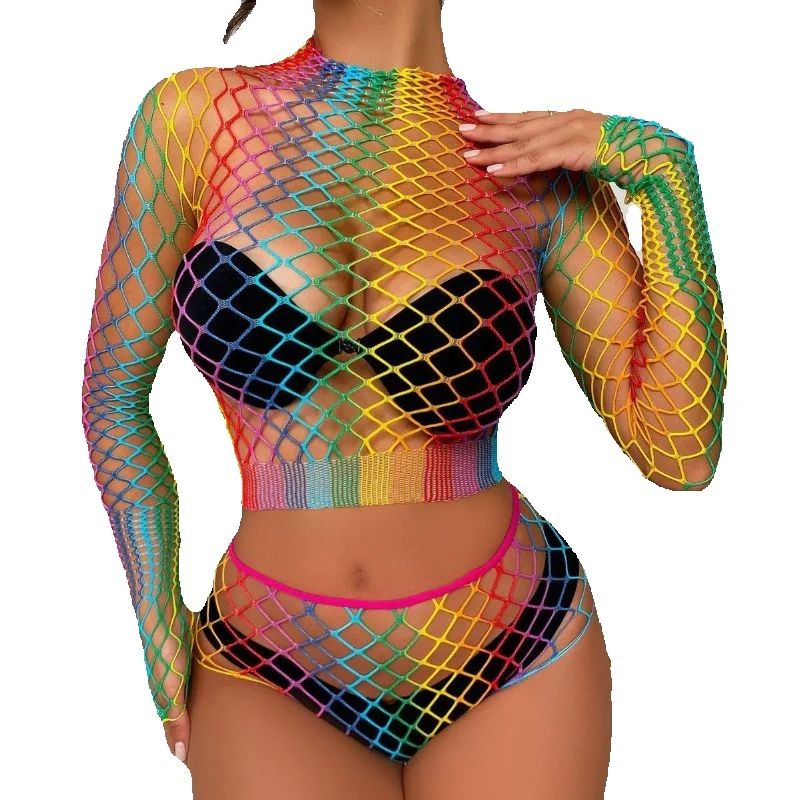 Sexy Rainbow Mesh Lingerie Set – Sheer Bra Lace Bewertung und Preis
