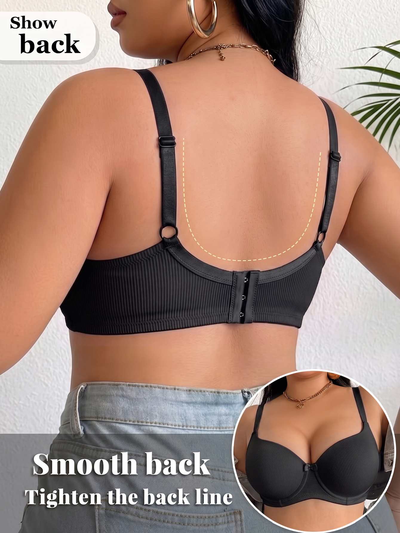 Plus Size Ribbed Women Bra Thi – Plunge Bra Push Up Bewertung und Preis