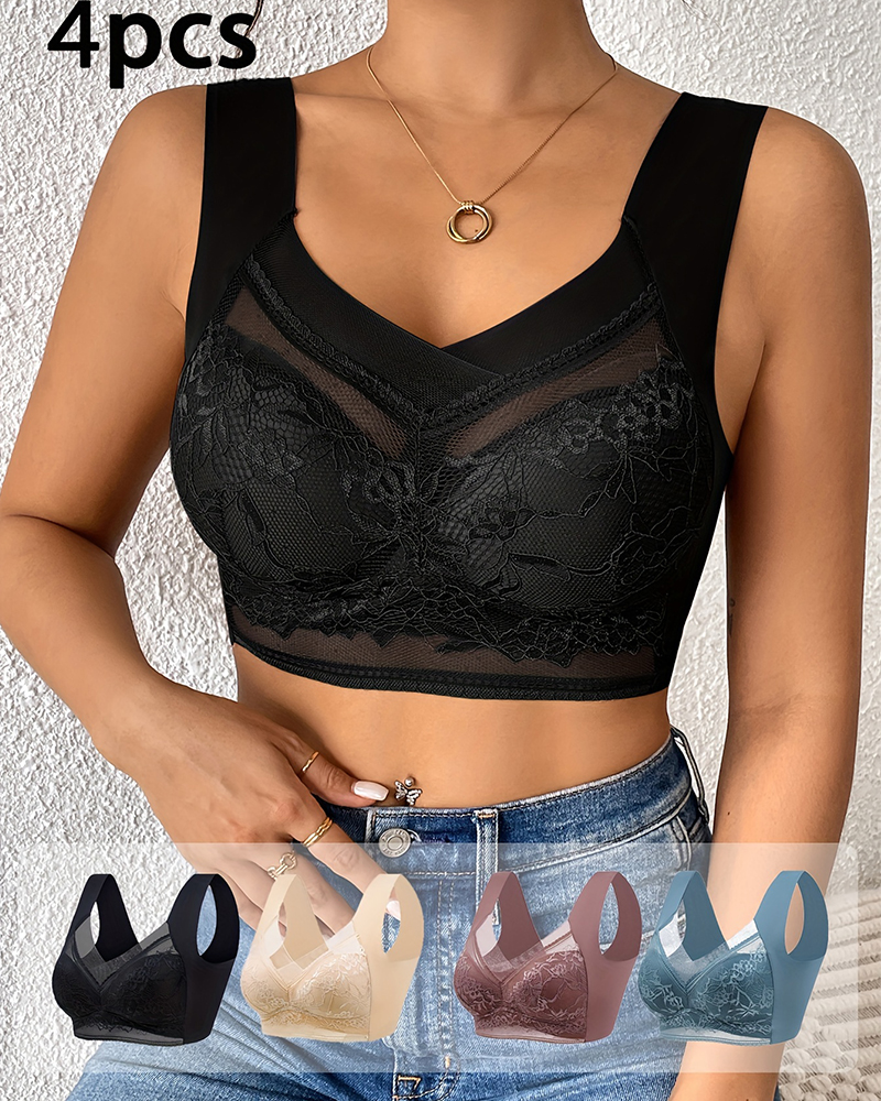 4Pcs Plus Size Women Seamless  – Plunge Bra Push Up Bewertung und Preis