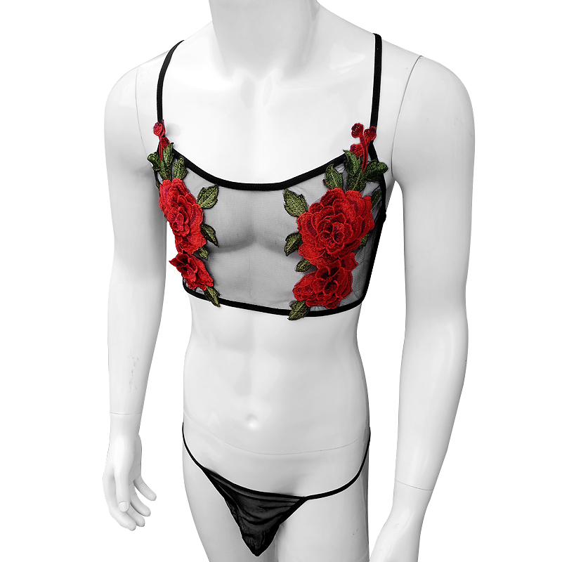 Sexy Embroidery Mens See Throu – Sheer Mesh Bra Bewertung und Preis