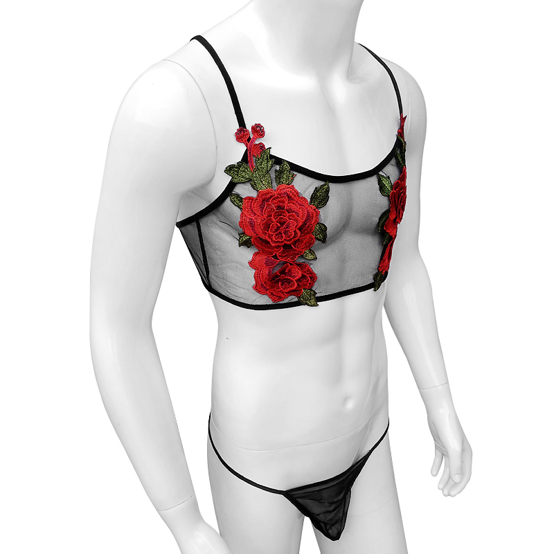 Sexy Embroidery Mens See Throu – Sheer Mesh Bra Bewertung und Preis
